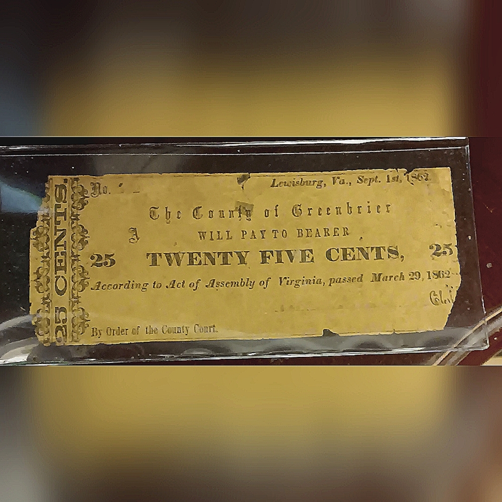 "1862 Greenbrier County 25 Cent Bill